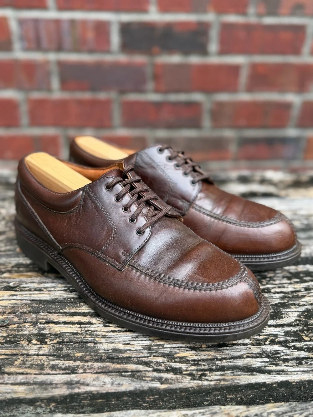 Frye Taylor Men’s Sz 7.5 Split Toe Brown Full Grain Leather Lace Up Oxford Shoes